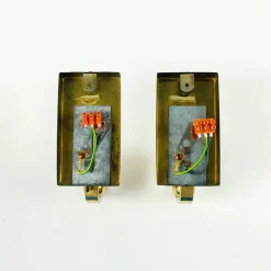 Sale Pamono Scandinavian Glass and Brass Leaf Wall Lights by Carl Fagerlund for Orrefors, 1960s, Set of 2