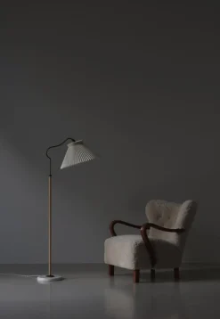 Sale Pamono Scandinavian Modern Brass Floor Lamp attributed to Bent Karlby for Lyfa, Denmark, 1940s