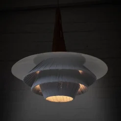 Online Pamono Scandinavian Pendant Lamp in Teak and Metal, 1950s