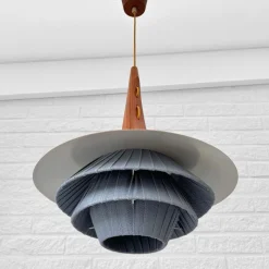 Online Pamono Scandinavian Pendant Lamp in Teak and Metal, 1950s