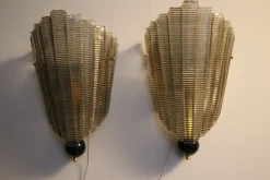 Sale Pamono Sconces in Smoked Textured Murano Glass, 1980s, Set of 2