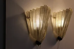 Sale Pamono Sconces in Smoked Textured Murano Glass, 1980s, Set of 2