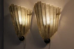 Sale Pamono Sconces in Smoked Textured Murano Glass, 1980s, Set of 2