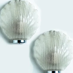 Sale Pamono Shell Shaped Glass Wall Lights, Limburg, Germany, 1970s, Set of 2