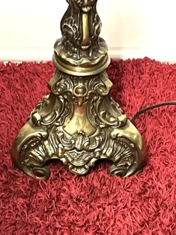 New Pamono Single Brass Tiffany Shade Floor Lamp from Unbekannt, 1950s