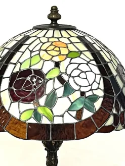 New Pamono Single Brass Tiffany Shade Floor Lamp from Unbekannt, 1950s