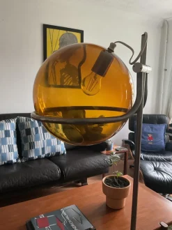 Online Pamono Smoked Glass Floor Lamp by Házi Tibor, Hungary, 1973