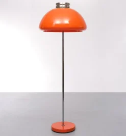 Pamono Space Ace Orange Shade Floor Lamp, Italy, 1970s