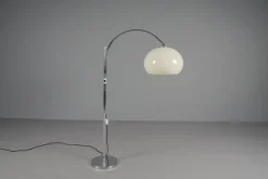 New Pamono Space Age Chrome and Plastic Adjustable Arch Floor Lamp, Italy, 1970s