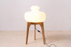 Clearance Pamono Space Age Floor Lamp with White Glass Lampshade, 1960s