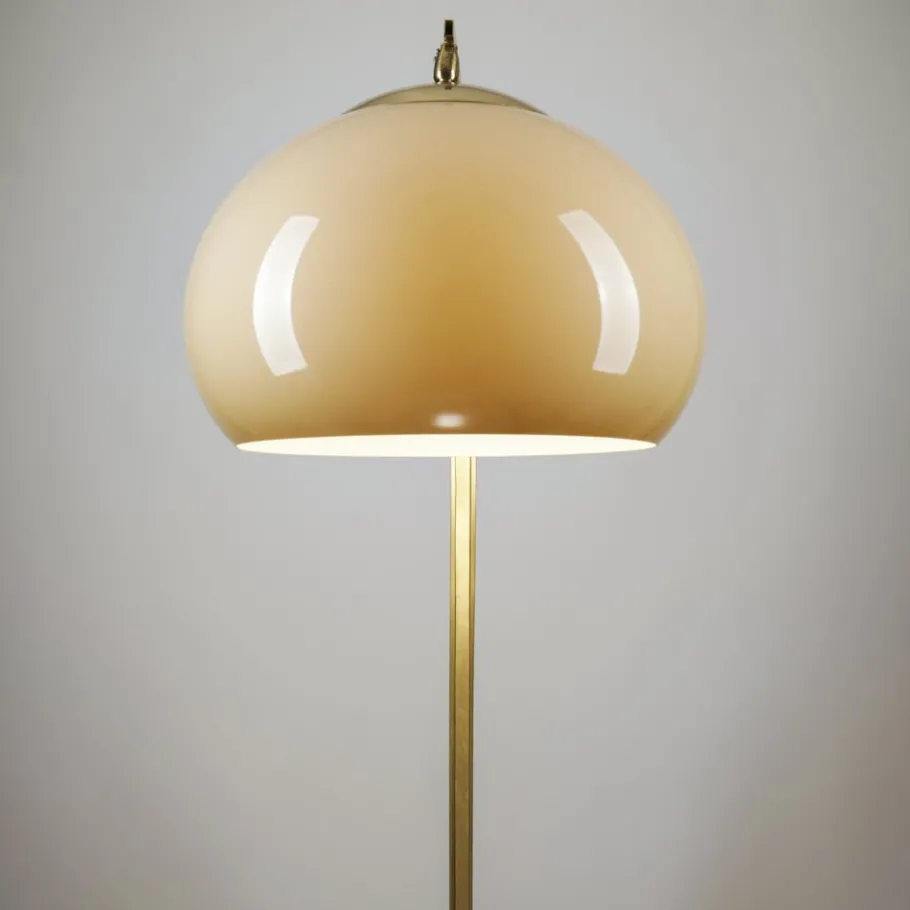 Pamono Space Age German Adjustable Floor Lamp / Arc Lamp in Brass from Sölken Leuchten, 1960s