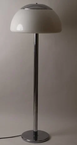 Pamono Space Age German White Chrome Floor Lamp from Cosack, 1970s
