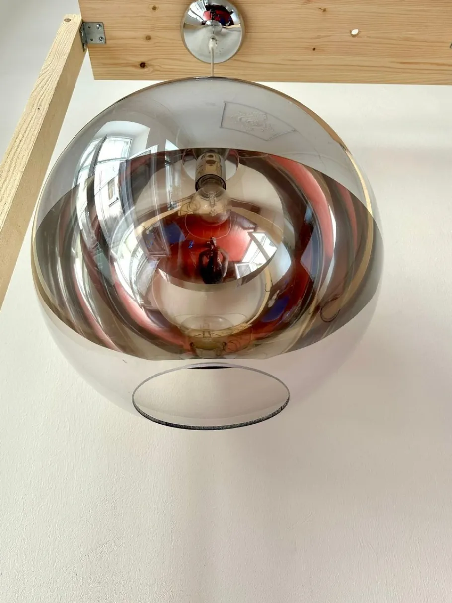 Best Pamono Space Age Pendant Lamp in Half-Mirrored Acrylic, 1970s