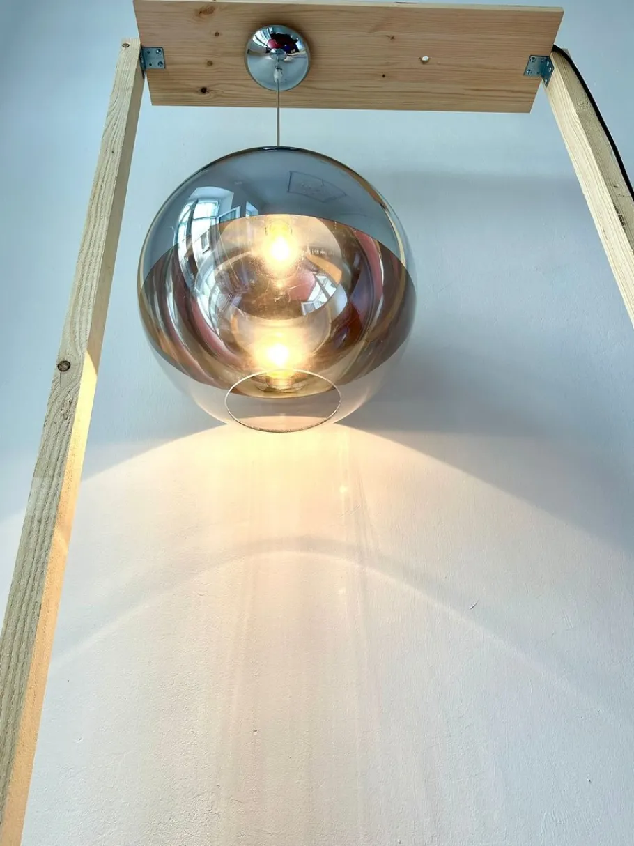 Best Pamono Space Age Pendant Lamp in Half-Mirrored Acrylic, 1970s