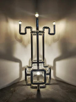 Clearance Pamono Space Age Sculptural Rombo Floor Lamp attributed to Gaetano Missaglia, 1960s
