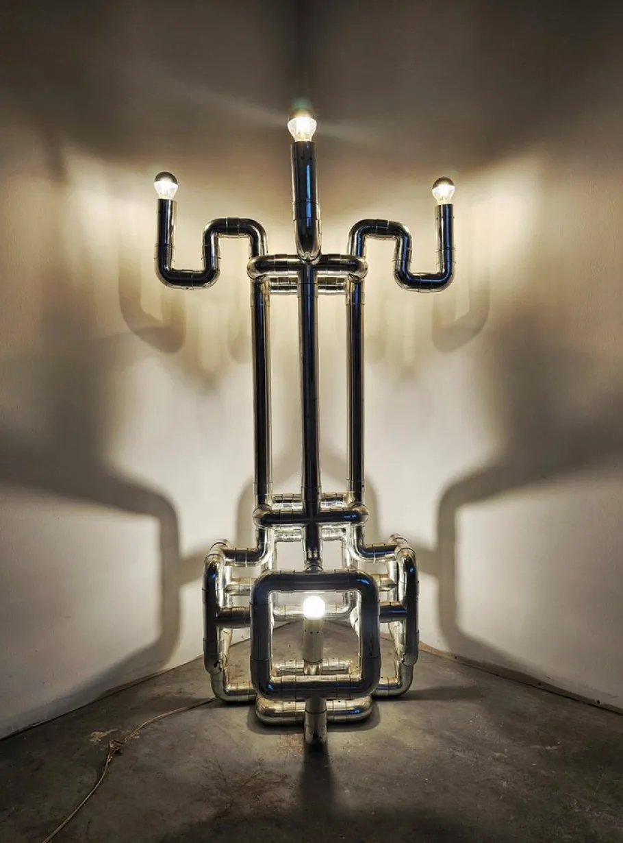 Clearance Pamono Space Age Sculptural Rombo Floor Lamp attributed to Gaetano Missaglia, 1960s