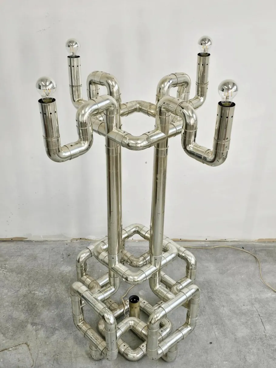 Clearance Pamono Space Age Sculptural Rombo Floor Lamp attributed to Gaetano Missaglia, 1960s