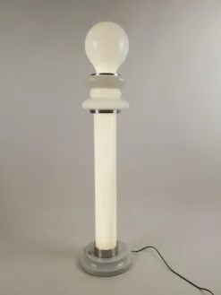 Hot Pamono Space Age White Opaline Floor Lamp, Italy, 1970s