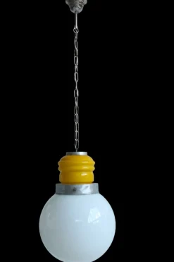 Hot Pamono Space Age Yellow and White Murano Glass Bulb, Italy, 1960s