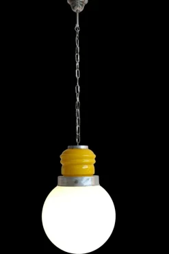 Hot Pamono Space Age Yellow and White Murano Glass Bulb, Italy, 1960s