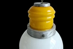 Hot Pamono Space Age Yellow and White Murano Glass Bulb, Italy, 1960s
