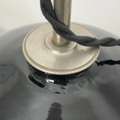 Best Pamono Spherical Desk Lamp in Black Opaline Glass in the style of Jacques Adnet, France, 1930s