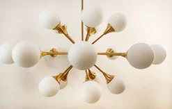 Best Pamono Sputnik Chandelier in Brass with Spherical Glass Shades