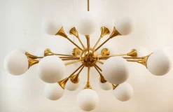 Best Pamono Sputnik Chandelier in Brass with Spherical Glass Shades