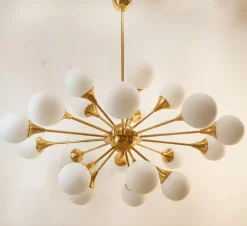 Best Pamono Sputnik Chandelier in Brass with Spherical Glass Shades
