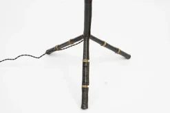 Best Pamono Stitched Leather Floor lamp by Jacques Adnet, 1950s