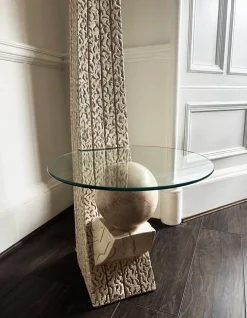 Outlet Pamono Stone Sphere Floor Lamp with Glass Table