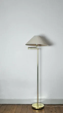 Outlet Pamono Swedish Adjustable Floor Lamp in Brass Plated Metal from Cottex, 1970s