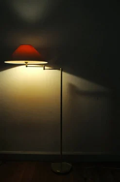 Outlet Pamono Swedish Adjustable Floor Lamp in Brass Plated Metal from Cottex, 1970s