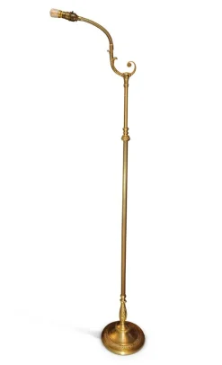 Online Pamono Swedish Empire Brass EB 5508 Floor Lamp with Angled Gooseneck & Floral Embellishments by Einar Bäckström, 1950s