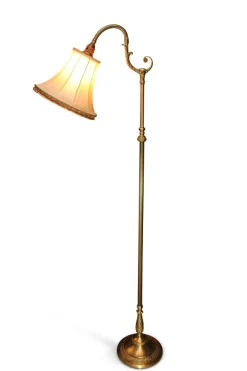 Online Pamono Swedish Empire Brass EB 5508 Floor Lamp with Angled Gooseneck & Floral Embellishments by Einar Bäckström, 1950s