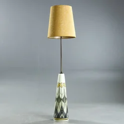 Outlet Pamono Swedish Floor Lamp in Hand Painted Ceramic and Brass by Rigmor Nielsen for Soholm, 1960