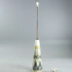 Outlet Pamono Swedish Floor Lamp in Hand Painted Ceramic and Brass by Rigmor Nielsen for Soholm, 1960