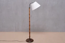 Online Pamono Swedish Modern Birch Faux Bamboo Floor Lamp with Ivory Adjustable Shade, 1940s