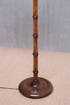 Online Pamono Swedish Modern Birch Faux Bamboo Floor Lamp with Ivory Adjustable Shade, 1940s