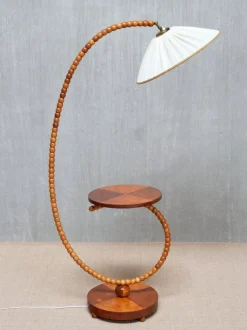 Outlet Pamono Swedish Modern Sculptural Floor Lamp with Table & Turned Orb Arm, Late 1930s