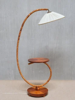 Outlet Pamono Swedish Modern Sculptural Floor Lamp with Table & Turned Orb Arm, Late 1930s