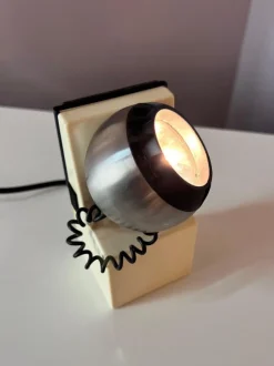 Sale Pamono Table Lamp in White and Silver with Ball Head from Osram