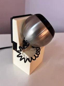 Sale Pamono Table Lamp in White and Silver with Ball Head from Osram