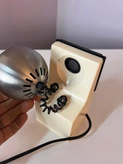 Sale Pamono Table Lamp in White and Silver with Ball Head from Osram