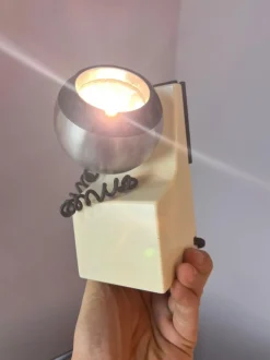 Sale Pamono Table Lamp in White and Silver with Ball Head from Osram