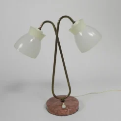 Sale Pamono Table Lamp with Plastic Shades on Marble Base, 1950s