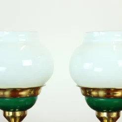 Best Pamono Table Lamps in Opaline Glass and Brass, Former Czechoslovakia, 1955, Set of 2