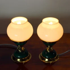 Best Pamono Table Lamps in Opaline Glass and Brass, Former Czechoslovakia, 1955, Set of 2