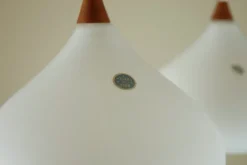 Best Pamono Teak and Glass Hanging Lamp, 1960s