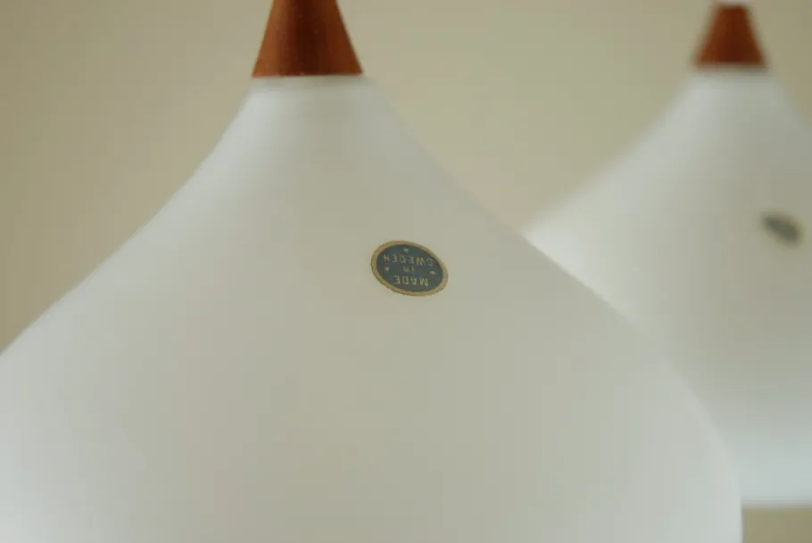 Best Pamono Teak and Glass Hanging Lamp, 1960s